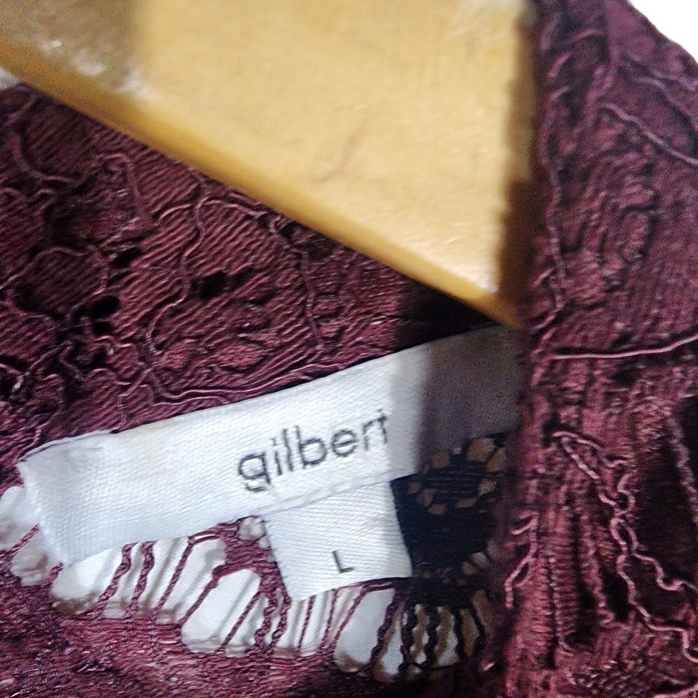 Gilbert Do+be Plum Bell Plum Sheer Sleeve Lace Top - Picture 7 of 9
